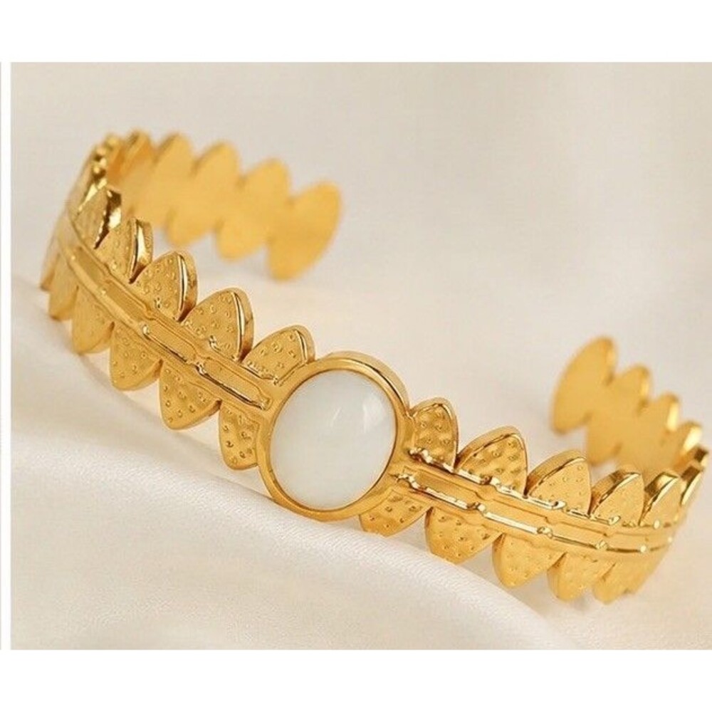 Moonstone 18K Gold Plated Cuff Bracelet